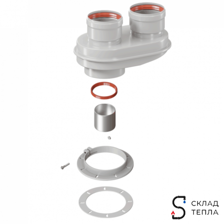 Адаптер для перехода на двухтрубную систему Rommer 80/80 (Ferroli, Bosch, Buderus, Baxi ECO). Вид 1.
