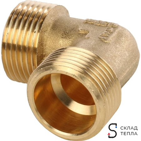 Отвод 90° латунный резьбовой равнопроходный STOUT (НР/НР) - 1/2". Вид 1.