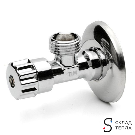 Вентиль угловой TIM - 1/2" x 1/2" (НР/НР, с отражателем, хромированный, 2шт). Вид 4.
