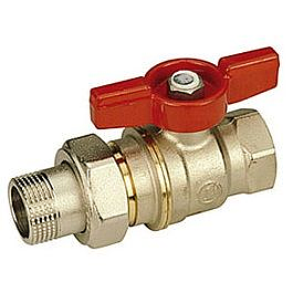 Кран шаровой полнопроходной Giacomini R919 - 1/2' (ВР/НР, PN42, ручка-бабочка красная, с отводом)