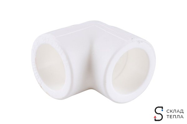 Отвод 90° VALFEX - 25 (для полипропиленовых труб под пайку, цвет белый). Вид 1.