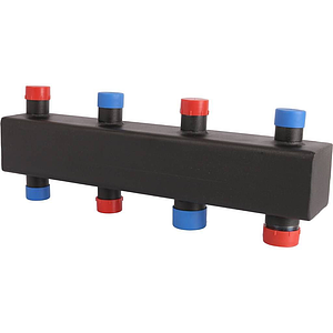 Коллектор котельной разводки Rommer - 1' на 2(3) контура 1'1/4 (до 80 кВт, черная сталь)