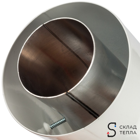 Отвод 45° для коаксиального дымохода STOUT D60/100 мм (с уплотнением и хомутом). Вид 7.