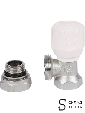 Клапан ручной терморегулирующий угловой STOUT - 1/2" с доп. уплотнением. Вид 6.