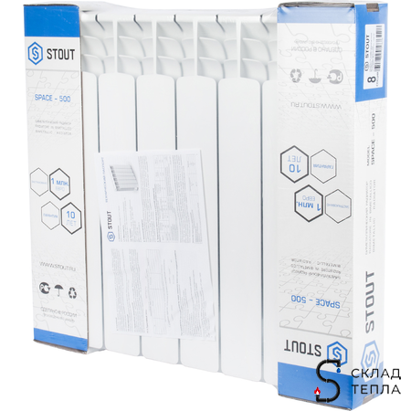 Радиатор биметаллический STOUT Space 500 - 8 секций. Вид 14.