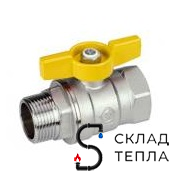 Кран шаровой Giacomini R254D - 1/2" (ВР/НР, PN5, Tmax 185°С, ручка-бабочка желтая, для газа). Вид 1.