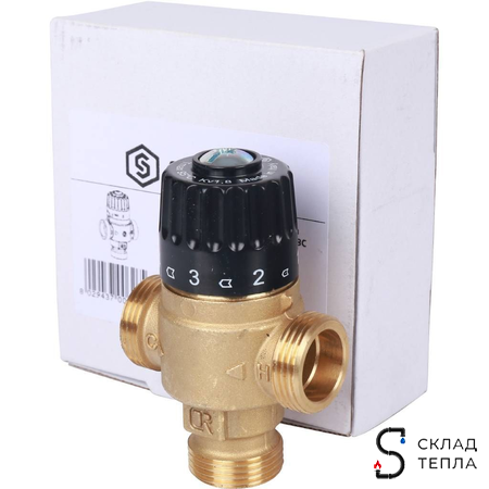 Термостатический смесительный клапан STOUT 3/4" (30°-65°C, KVs 1,8 м³, центральное смешиванивание). Вид 7.