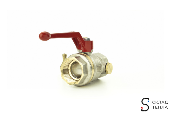 Кран шаровой полнопроходной Danfoss BVR-D - 3/4" (ВР/ВР, PN40, ручка-рычаг красная, со спуском). Вид 3.