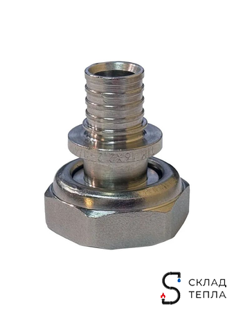 Переход на евроконус никелированный TIM - 16 (2.2) x 3/4" (для труб из сшитого полиэтилена, 8 шт). Вид 6.