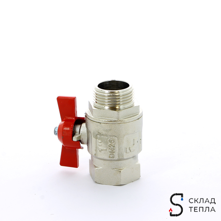 Кран шаровой полнопроходной ITAP IDEAL 093 - 1/2" (НР/ВР, PN50, Tmax 150°С, ручка-бабочка красная). Вид 4.