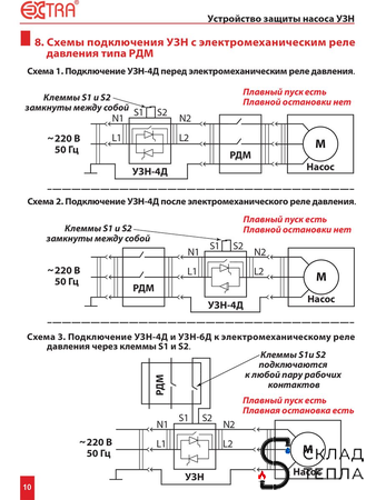 Устройство защиты насоса УЗН-4Д-1.5С с плавным пуском для скважинного насоса (DIN). Вид 7.