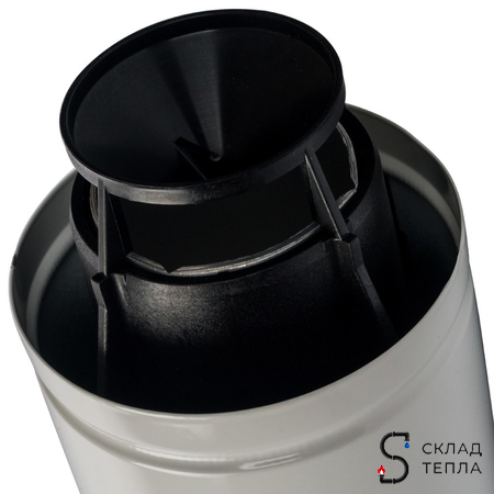 Проход через стену для коаксиального дымохода STOUT D60/100 мм, длина 830 мм (оголовок из пластика). Вид 4.