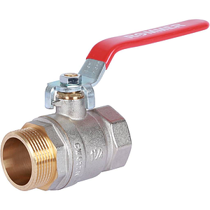 Кран шаровой полнопроходной Rommer - 1 1/4' (вн./нр.,PN40, ручка рычаг красная)