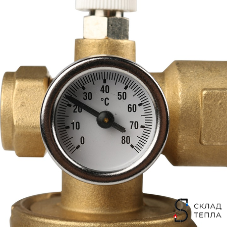 Насосно-смесительный узел STOUT - 1" (с термостатическим клапаном 20-43°C, без насоса)*. Вид 11.