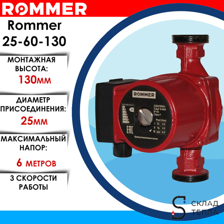 Насос циркуляционный Rommer 25-60 130. Вид 1.