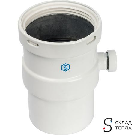 STOUT Элемент дымохода горизонтальный DN80 п/м с патрубком для отвода конденсата. Вид 2.