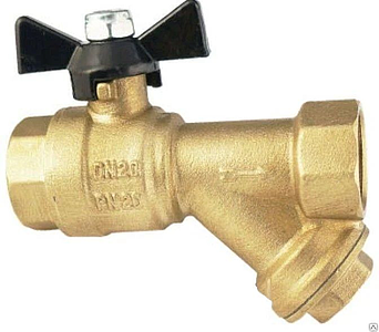 Кран с фильтром TIM - 1/2' (ВР/ВР, ручка бабочка, сетка 400 мкр.)