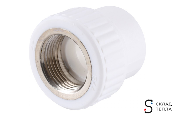 Переход на внутреннюю резьбу TIM - 32 x 1 1/4" (для полипропиленовых труб, цвет белый). Вид 1.
