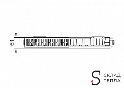 Радиатор стальной KERMI FKO 11 - высота 400 мм, длина 1100 мм с боковым подключением. Вид 16.