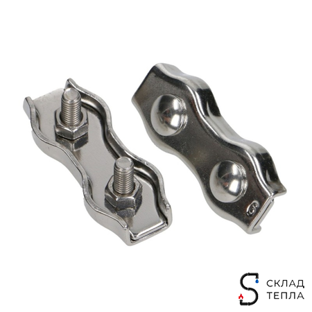 Зажим нержавеющий 4 мм Двойной. Вид 1.