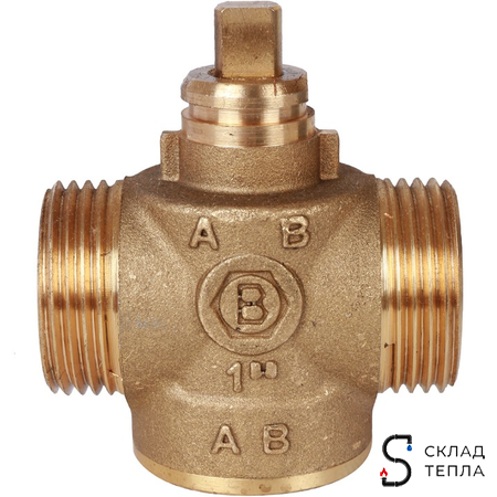 Компактный 2-ходовой зональный клапан STOUT с сервоприводом 230V (кабель 1м. НР 1", Kv 12). Вид 5.