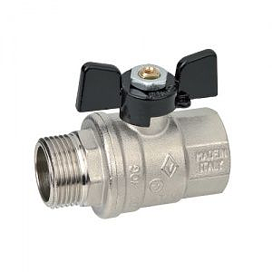 Кран шаровой полнопроходной Bugatti Oregon 307 - 1/2' (НР/ВР, PN64, ручка-бабочка черная)