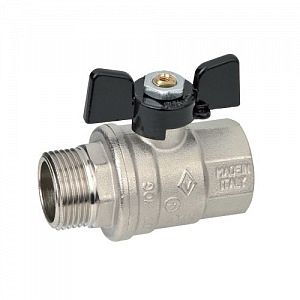 Кран шаровой полнопроходной Bugatti Oregon 307 - 1/2' (НР/ВР, PN64, ручка-бабочка черная)