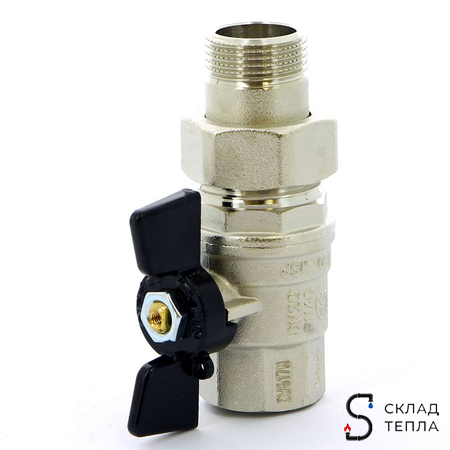 Кран шаровой полнопроходной Bugatti Oregon 322 - 1/2" (ВР/НГ, PN64, ручка-бабочка черная). Вид 1.