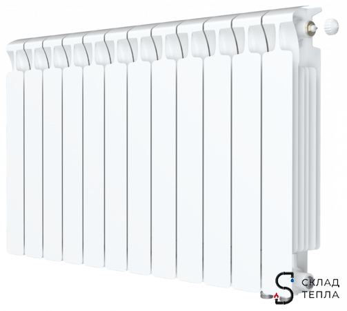 Радиатор биметаллический Rifar Monolit Ventil 500 - 12 секций (подключение нижнее справа). Вид 1.