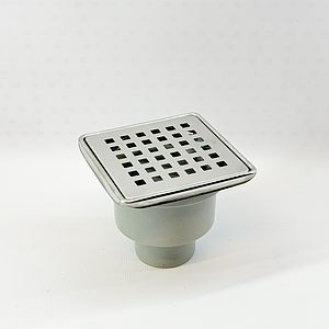 Трап вертикальный VALFEX 100х100 с выпуском 50мм (решетка и окантовка из нерж. стали)