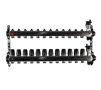 Коллекторная группа TIM 1' на 12 контуров 3/4' (нерж. сталь, с вентилями)