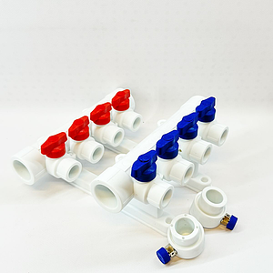 Коллекторная группа VALFEX 32х20 - 4 контура (для полипропиленовых труб под пайку, цвет белый)