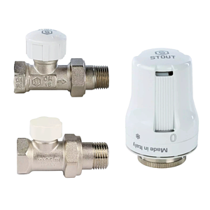 Комплект подключения радиатора STOUT прямой 1/2' (2 клапана)