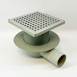 Трап горизонтальный регулируемый VALFEX 150х150 с выпуском 50мм (решетка из нерж. стали)