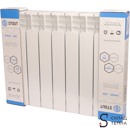 Радиатор биметаллический STOUT Space 500 - 9 секций. Вид 11.