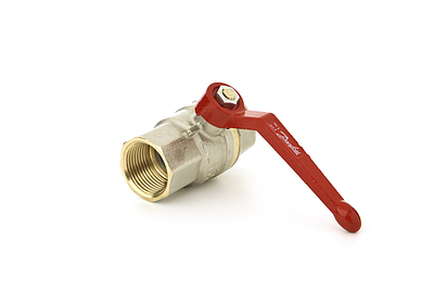 Кран шаровой полнопроходной Danfoss BVR - 1 1/4' (ВР/ВР, PN40, Tmax 110°С, ручка-рычаг красная)