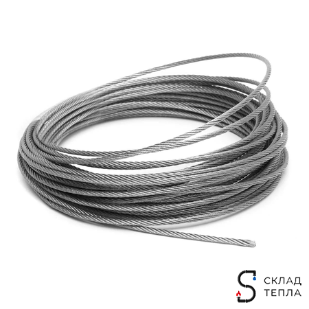 Трос нержавеющий 3 мм ACR 7Х7 (УСИЛИЕ РАЗРЫВА 524КГ) 60м. Вид 2.