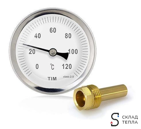 Термометр аксиальный Tim с гильзой 1/2" D-63 (2 шт.). Вид 2.