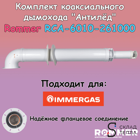 Комплект дымохода Rommer АНТИЛЕД 60/100 - 1000мм (IMMERGAS). Вид 1.