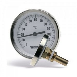 Термометр аксиальный WATTS F+R801 SD - 1/2' (D-80 мм, шкала 0-120°C, гильза 50 мм)