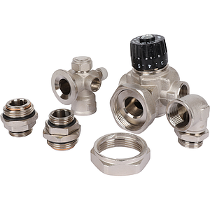 Насосно-смесительный узел STOUT - 1' (с термостатическим клапаном 30-60°C и насосом UPSO 25-65)