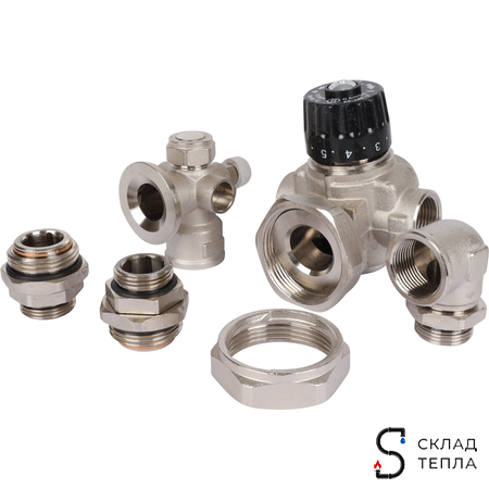 Насосно-смесительный узел STOUT - 1" (с термостатическим клапаном 30-60°C и насосом UPSO 25-65). Вид 1.