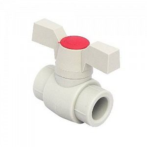 Кран шаровой FV Plast - 20 (для полипропиленовых труб под пайку, цвет серый, ручка бабочка) 