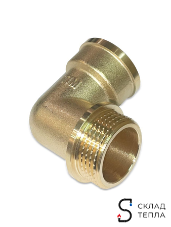 Отвод 90° латунный резьбовой равнопроходный TIM (НР/ВР) - 2" (1шт). Вид 2.