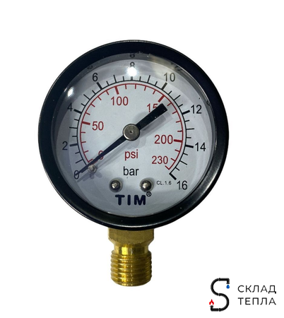 Манометр радиального подключения 1/4" - 16 бар. Вид 2.