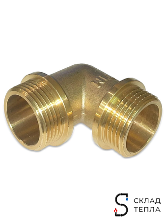 Отвод 90° латунный резьбовой равнопроходный TIM (НР/НР) - 1" (1шт). Вид 2.