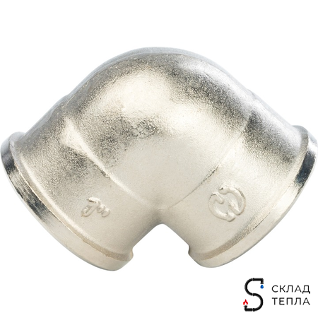 Отвод 90° латунный резьбовой переходной STOUT (ВР/ВР) - 1" x 3/4" (никелированный). Вид 4.