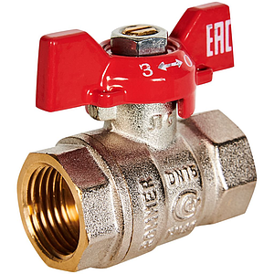 Кран шаровой полнопроходной Rommer - 1/2' (вн./вн.,PN40, ручка бабочка красная)