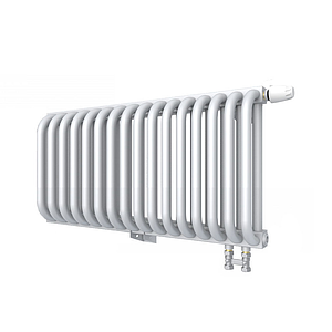 Радиатор 2 трубчатый Rommer Ventil 300 - 16 секций (нижнее подключение, цвет белый RAL9016)