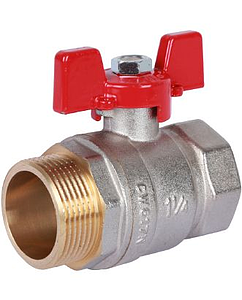 Кран шаровой полнопроходной Rommer - 1/2' (вн./нр.,PN40, ручка бабочка красная)